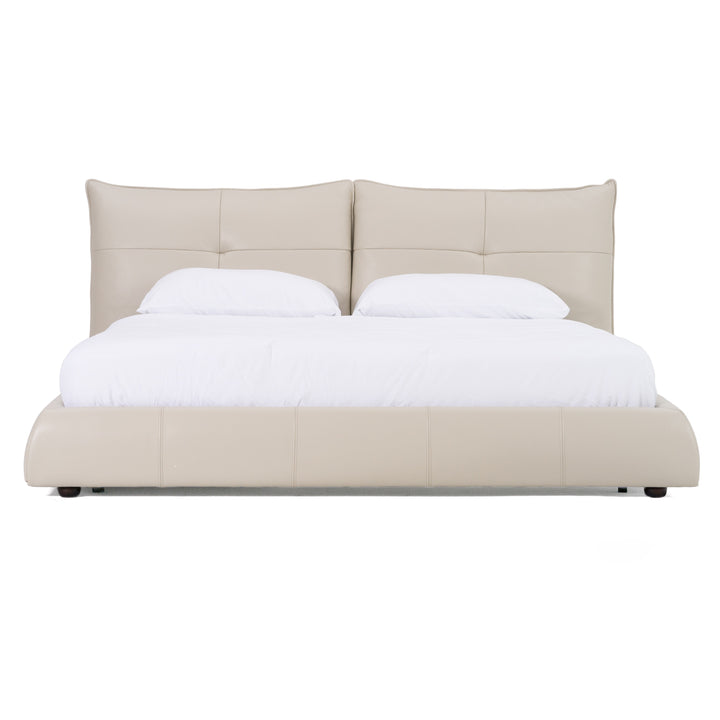 Patrick - Modern Light Grey Leather Bed