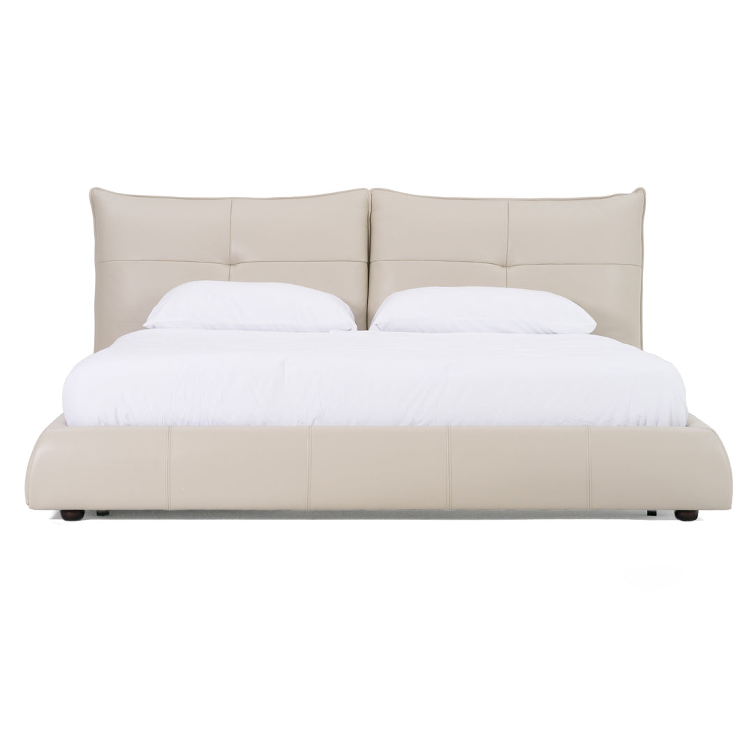 Patrick - Modern Light Grey Leather Bed