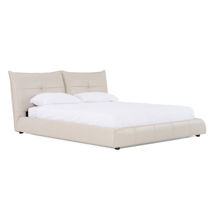 Patrick - Modern Light Grey Leather Bed