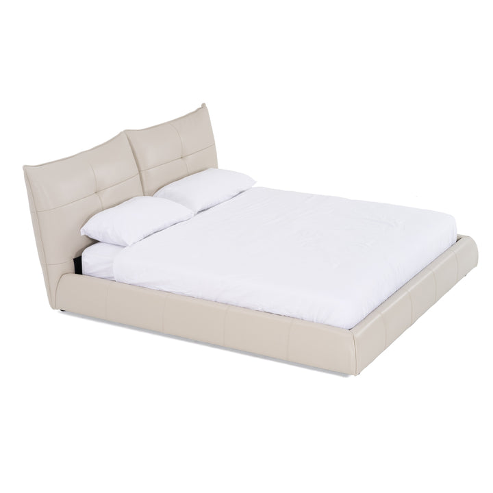Patrick - Modern Light Grey Leather Bed