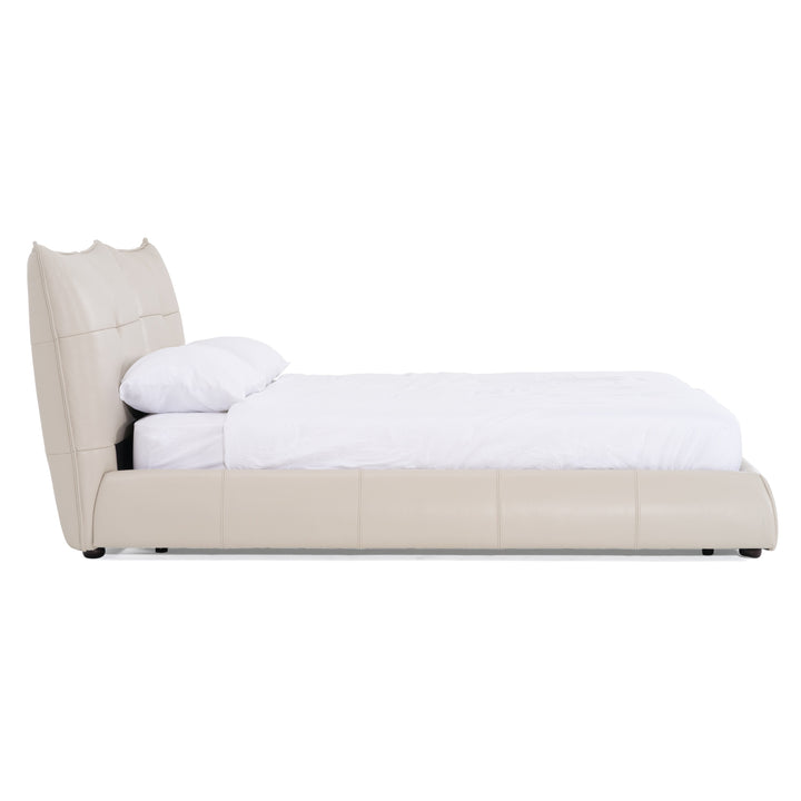 Patrick - Modern Light Grey Leather Bed