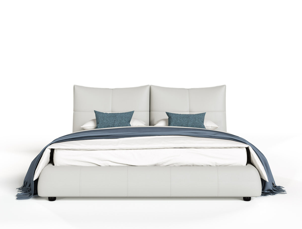 Queen Patrick - Modern Light Grey Leather Bed