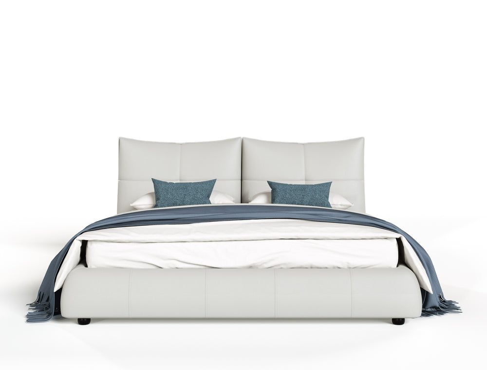 Eastern King Patrick - Modern Light Grey Leather Bed
