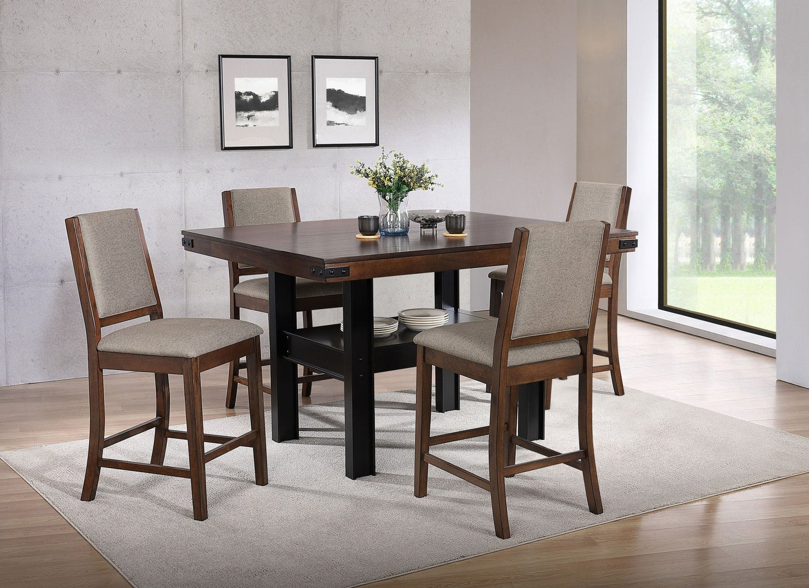 Patterson - 5 Piece Counter Height Dining Set - Mango Oak 5 - Piece Dining Room Set modern furniture Contempo Furniture