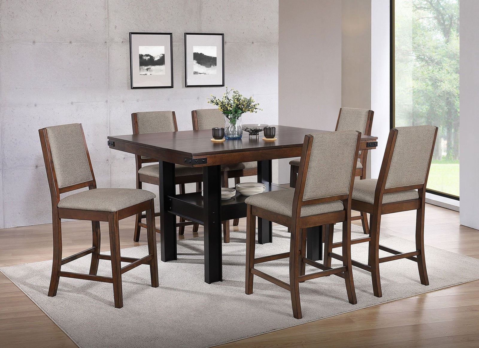 Patterson - 7 Piece Counter Height Dining Set - Mango Oak 7 - Piece Dining Room Set modern furniture Contempo Furniture