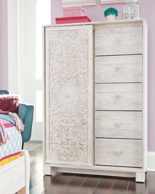 Paxberry Dressing Chest - White Accent Chest modern furniture Contempo Furniture