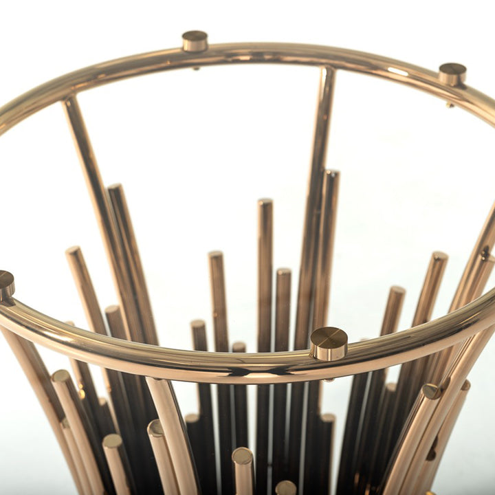 Paxton Modern Round Glass &amp; Rosegold Dining Table