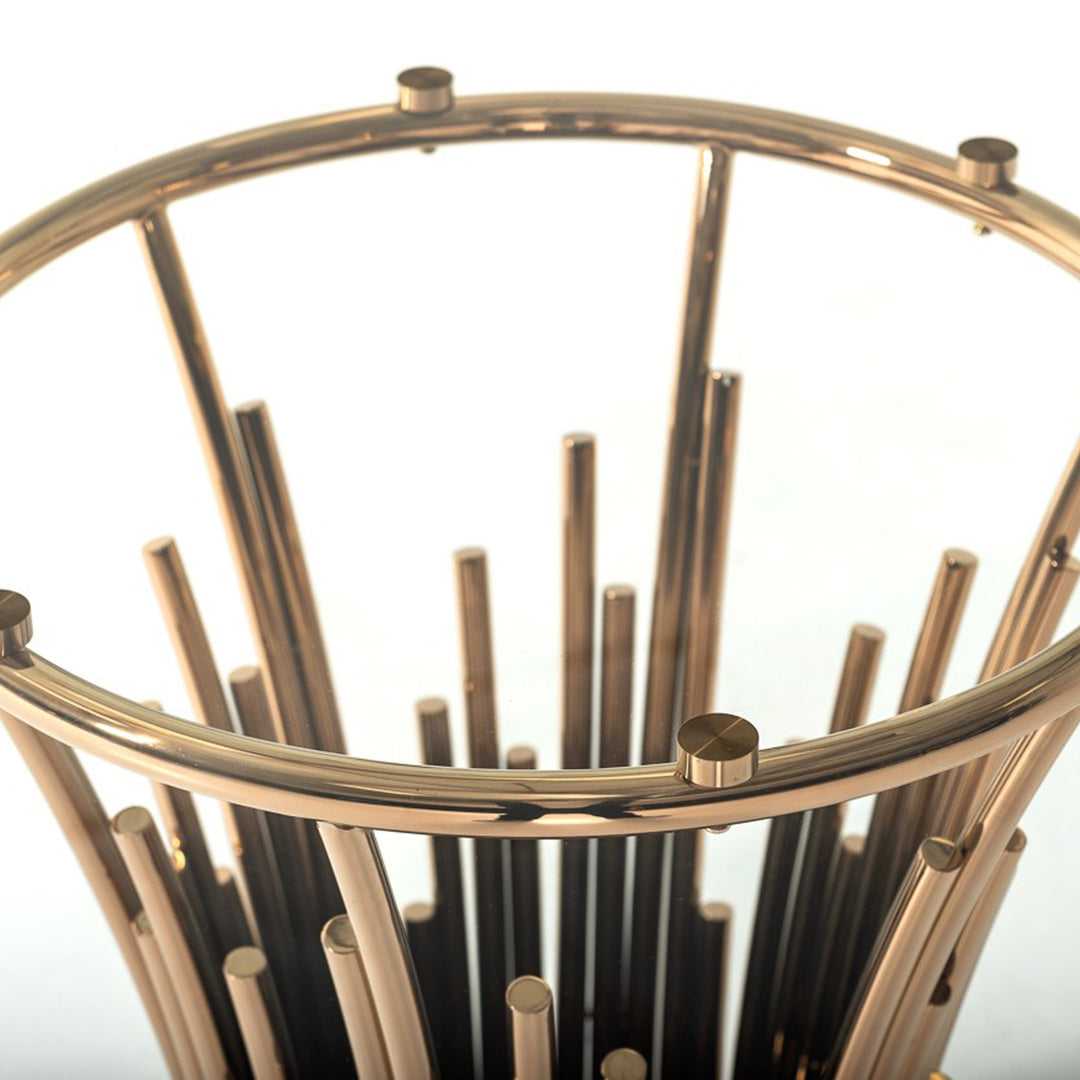 Paxton Modern Round Glass & Rosegold Dining Table