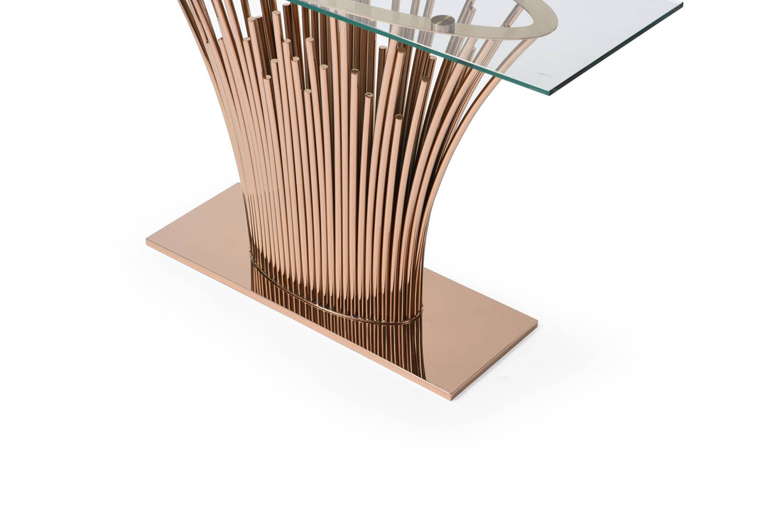 Paxton - Modern Glass + Rosegold Console Table