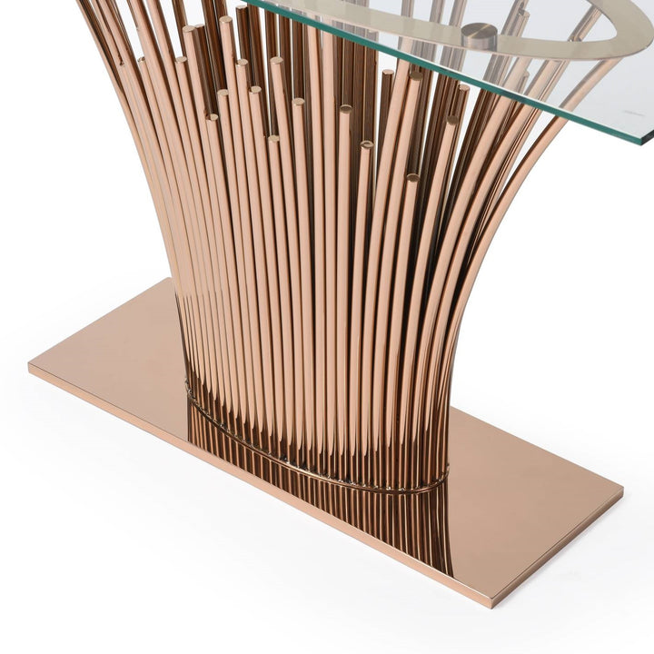 Paxton - Modern Glass + Rosegold Console Table