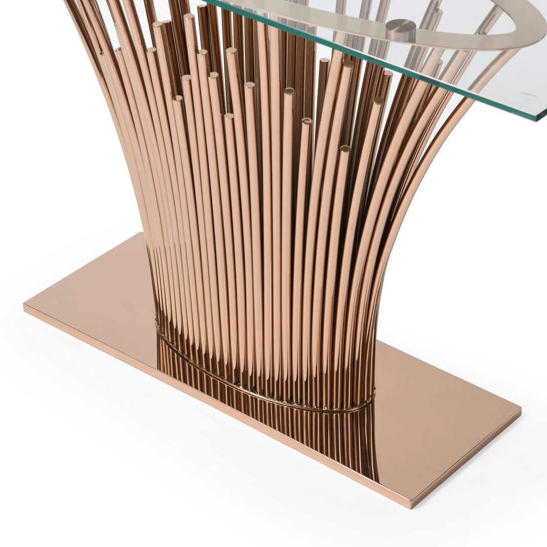 Paxton - Modern Glass + Rosegold Console Table