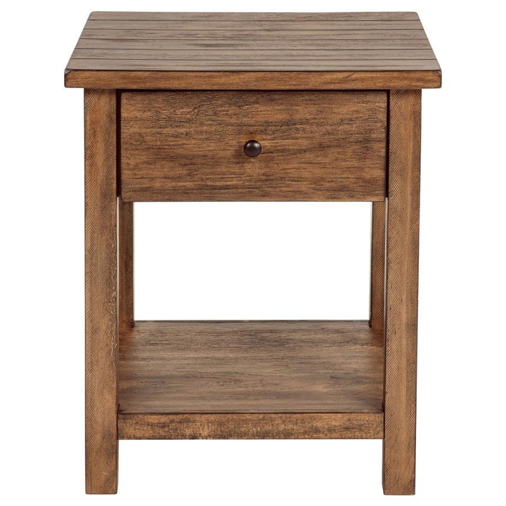Payne - 1 - Drawer Wood End Table With Shelf - Distressed Brown End Table modern furniture Contempo Furniture
