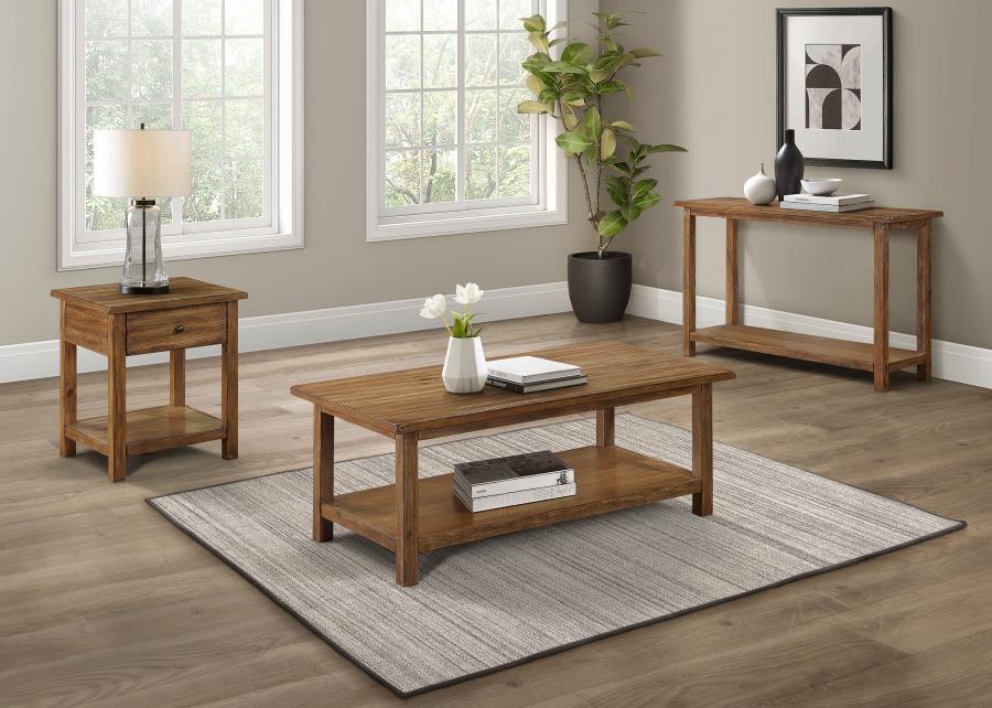 Payne - 1 - Drawer Wood End Table With Shelf - Distressed Brown End Table modern furniture Contempo Furniture