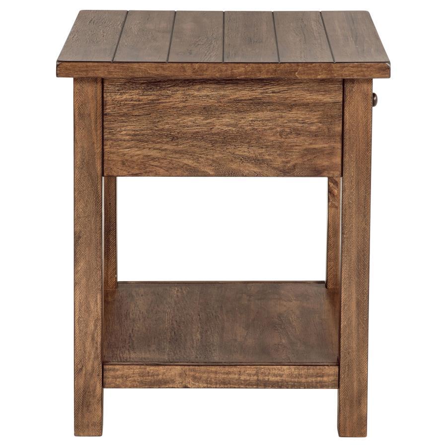 Payne - 1 - Drawer Wood End Table With Shelf - Distressed Brown End Table modern furniture Contempo Furniture