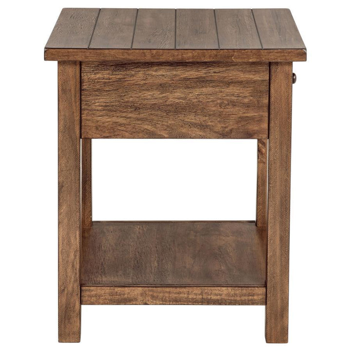 Payne - 1 - Drawer Wood End Table With Shelf - Distressed Brown End Table modern furniture Contempo Furniture