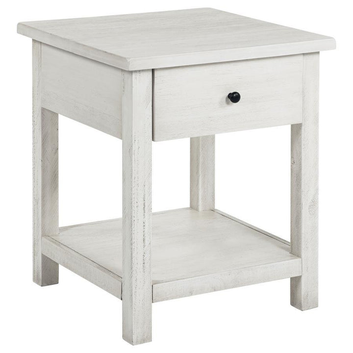 Payne - 1 - Drawer Wood End Table With Shelf - White End Table modern furniture Contempo Furniture