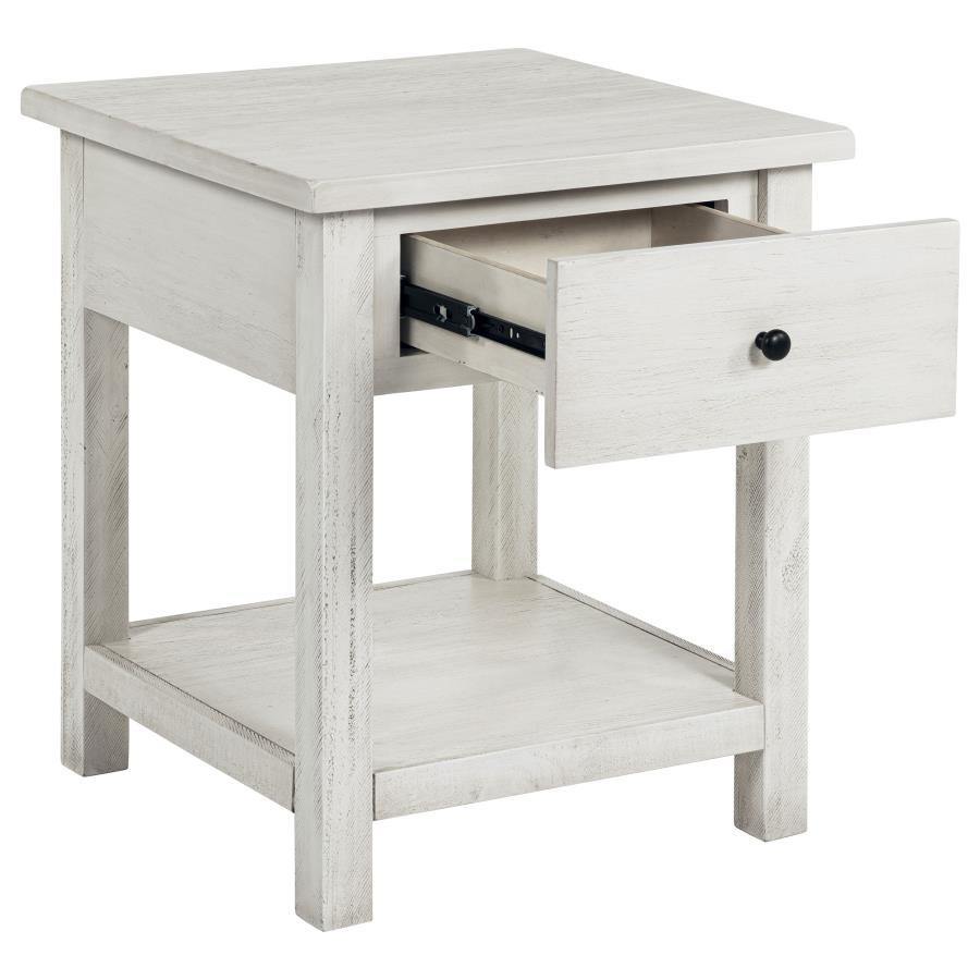 Payne - 1 - Drawer Wood End Table With Shelf - White End Table modern furniture Contempo Furniture
