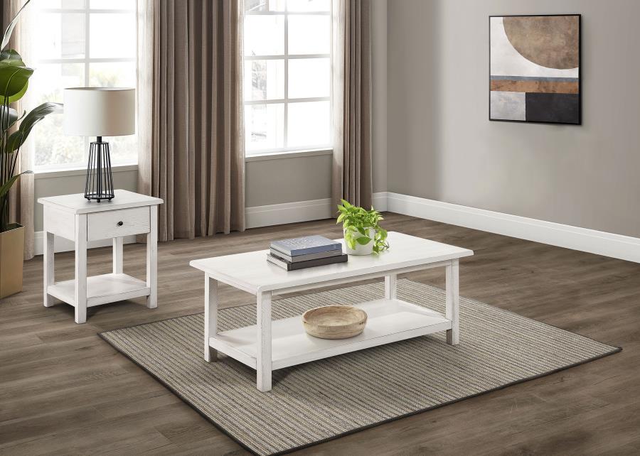 Payne - 2 Piece Coffee And 1 - Drawer End Table Set - White Table Set modern furniture Contempo Furniture