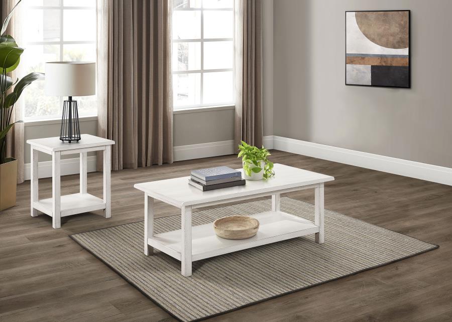 Payne - 2 Piece Coffee And End Table Set - Distressed White Table Set modern furniture Contempo Furniture