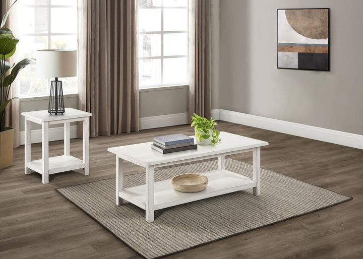Payne - 2 Piece Coffee And End Table Set - Distressed White Table Set modern furniture Contempo Furniture