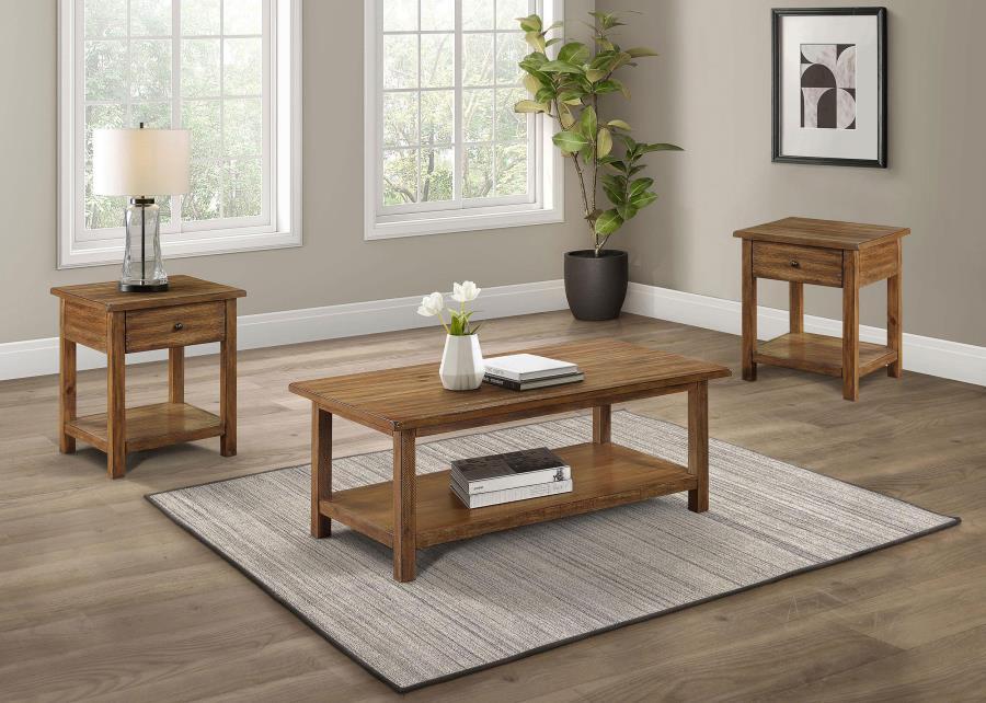 Payne - 3 Piece Coffee And 1 - Drawer End Table Set - Brown Table Set modern furniture Contempo Furniture
