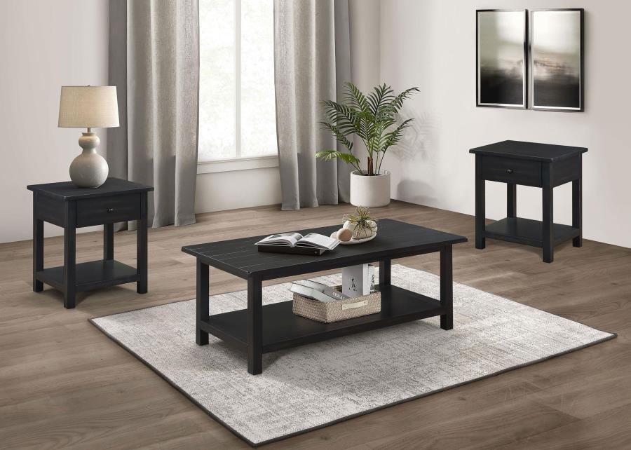 Payne - 3 Piece Coffee And 1 - Drawer End Table Set - Java Table Set modern furniture Contempo Furniture
