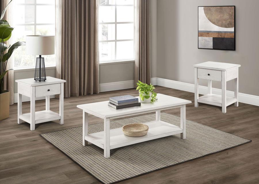 Payne - 3 Piece Coffee And 1 - Drawer End Table Set - White Table Set modern furniture Contempo Furniture