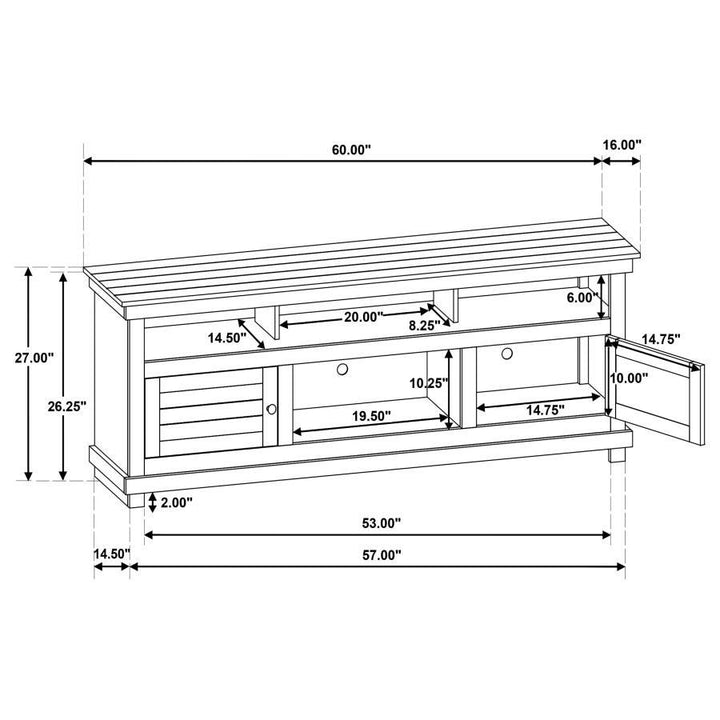 Payne - 60" TV Stand Media Console - Distressed Java TV Stand modern furniture Contempo Furniture