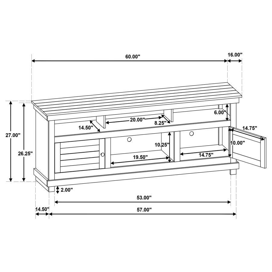 Payne - 60" TV Stand Media Console - Distressed White TV Stand modern furniture Contempo Furniture