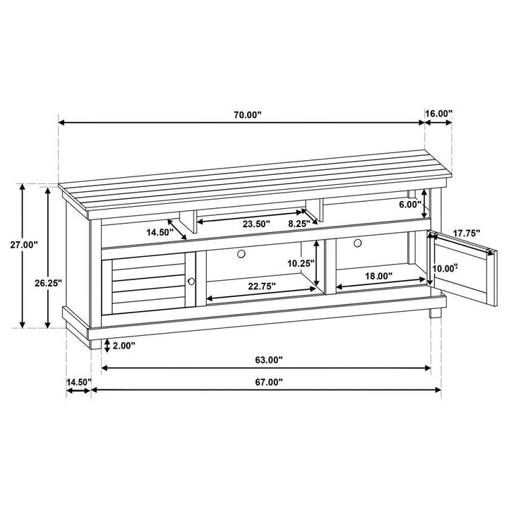 Payne - 70" TV Stand Media Console - Distressed White TV Stand modern furniture Contempo Furniture