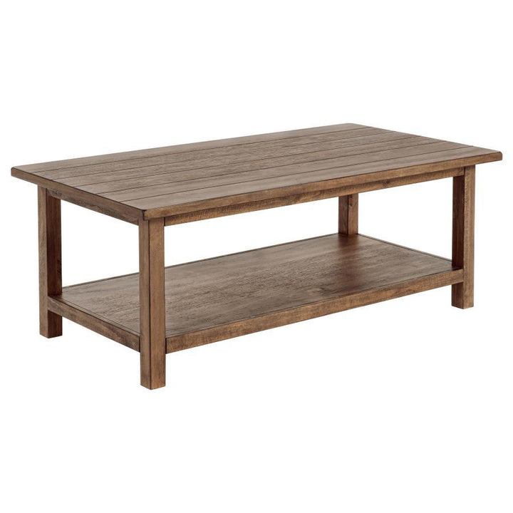 Payne - Wood Coffee Table With Shelf - Distressed Brown Coffee Table modern furniture Contempo Furniture