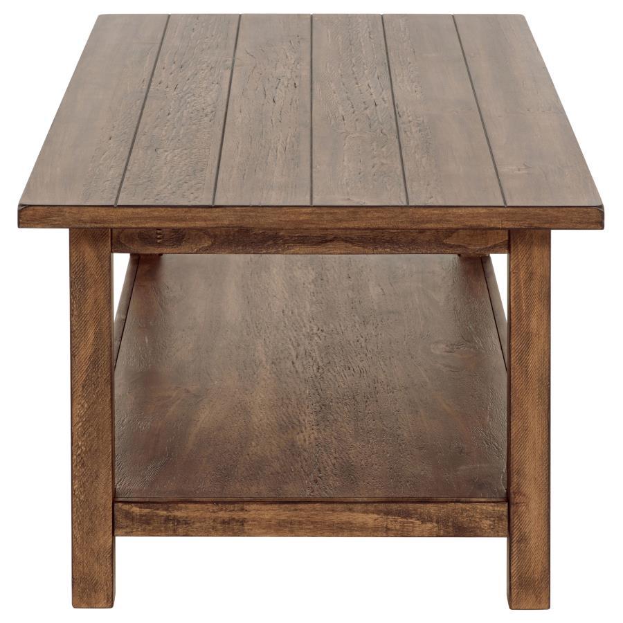 Payne - Wood Coffee Table With Shelf - Distressed Brown Coffee Table modern furniture Contempo Furniture