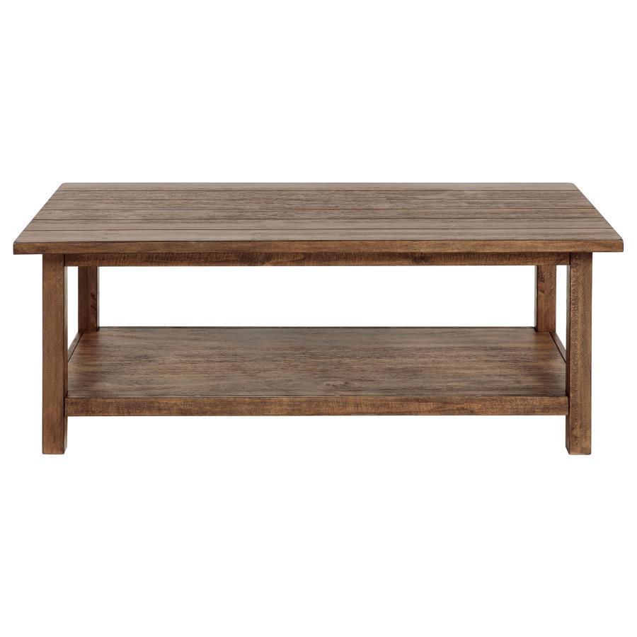 Payne - Wood Coffee Table With Shelf - Distressed Brown Coffee Table modern furniture Contempo Furniture