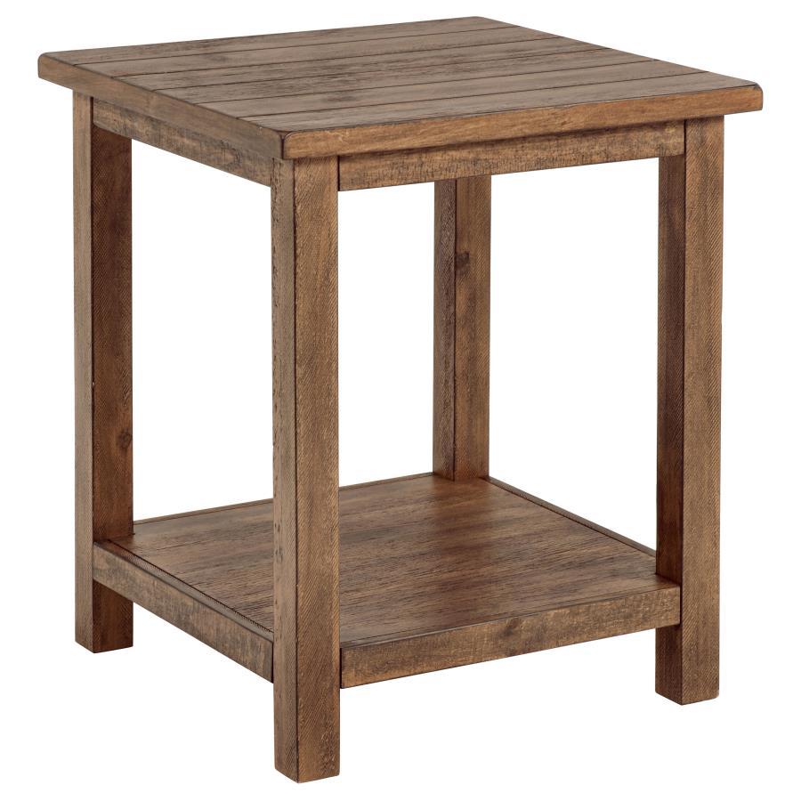 Payne - Wood End Table With Shelf - Distressed Brown End Table modern furniture Contempo Furniture