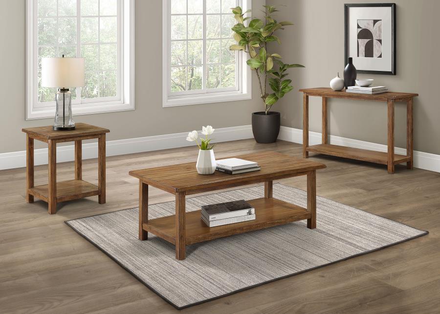 Payne - Wood End Table With Shelf - Distressed Brown End Table modern furniture Contempo Furniture
