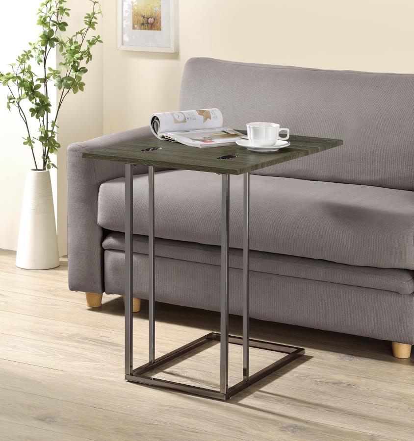 Pedro - Expandable C - Shaped Sofa Side Table - Weathered Gray Side Table modern furniture Contempo Furniture