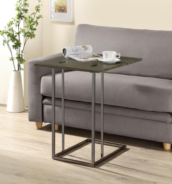 Pedro - Expandable C - Shaped Sofa Side Table - Weathered Gray Side Table modern furniture Contempo Furniture