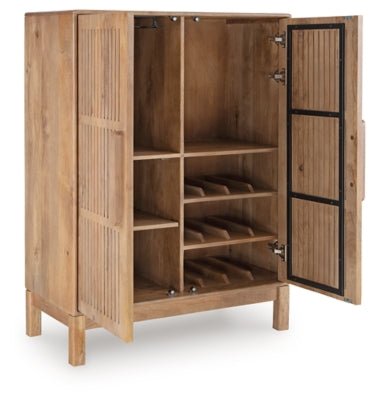 Pellamour Bar Cabinet - Light Brown Wine Cabinet modern furniture Contempo Furniture