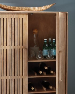 Pellamour Bar Cabinet - Light Brown Wine Cabinet modern furniture Contempo Furniture