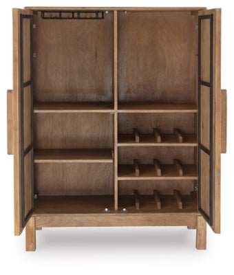 Pellamour Bar Cabinet - Light Brown Wine Cabinet modern furniture Contempo Furniture