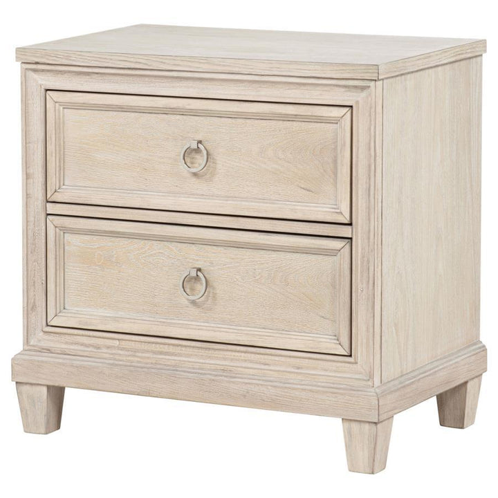 Pembroke - 2 - Drawer Nightstand Bedside Table - Washed Oak Accent Nightstand modern furniture Contempo Furniture