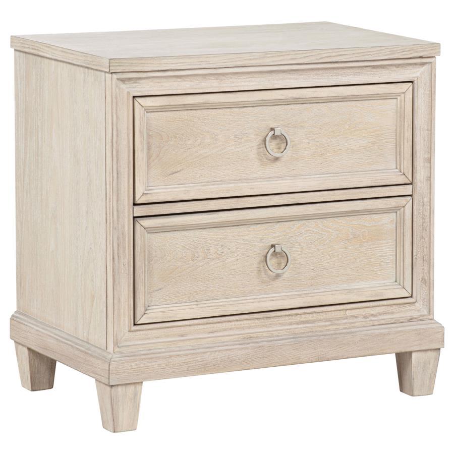 Pembroke - 2 - Drawer Nightstand Bedside Table - Washed Oak Accent Nightstand modern furniture Contempo Furniture