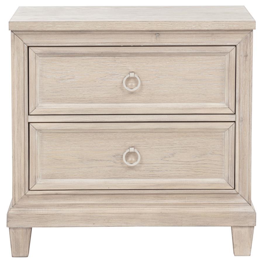 Pembroke - 2 - Drawer Nightstand Bedside Table - Washed Oak Accent Nightstand modern furniture Contempo Furniture