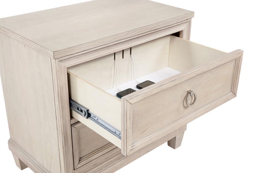 Pembroke - 2 - Drawer Nightstand Bedside Table - Washed Oak Accent Nightstand modern furniture Contempo Furniture