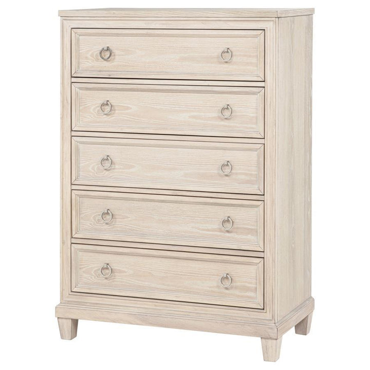 Pembroke - 5 - Drawer Chest Of Drawers - Washed Oak Accent Chest modern furniture Contempo Furniture