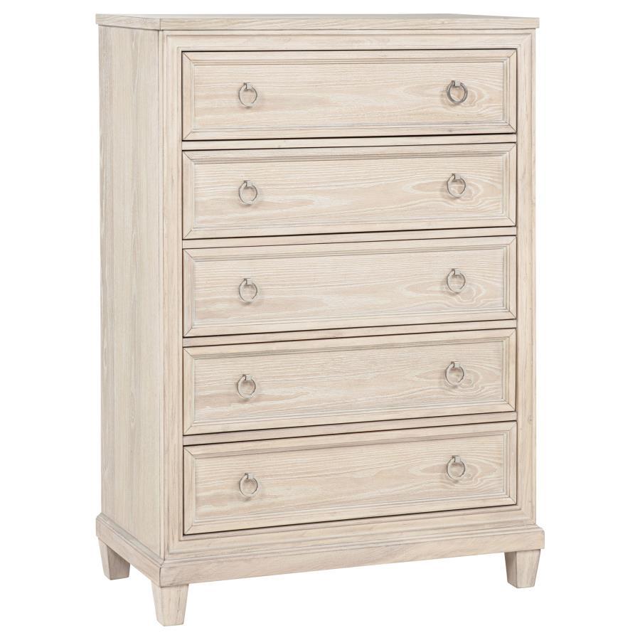 Pembroke - 5 - Drawer Chest Of Drawers - Washed Oak Accent Chest modern furniture Contempo Furniture