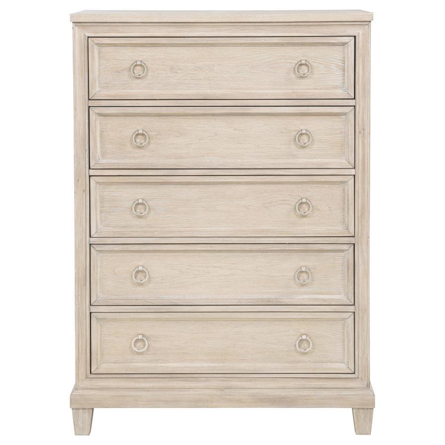 Pembroke - 5 - Drawer Chest Of Drawers - Washed Oak Accent Chest modern furniture Contempo Furniture