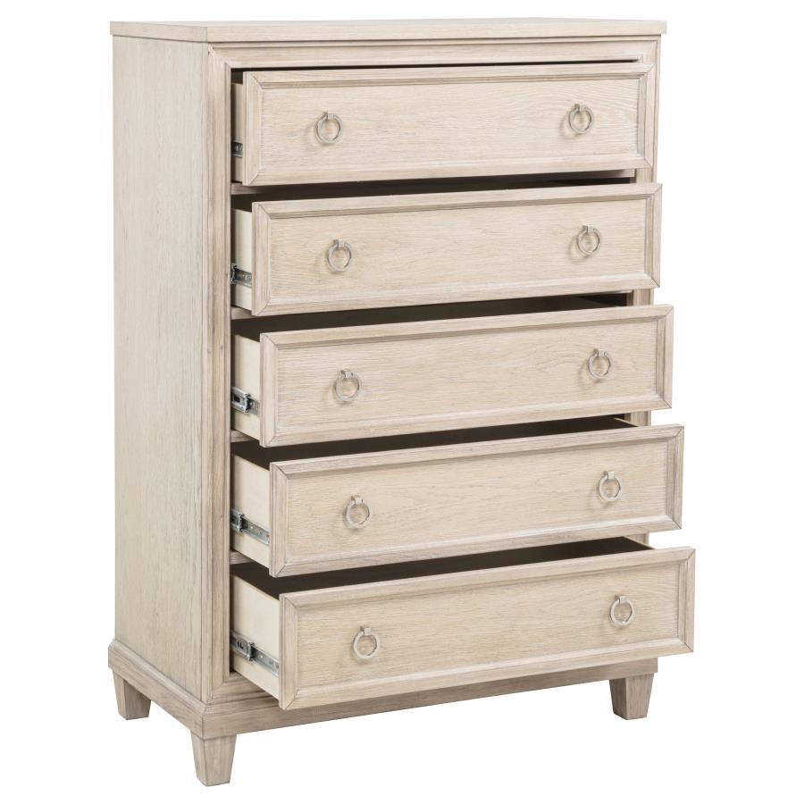 Pembroke - 5 - Drawer Chest Of Drawers - Washed Oak Accent Chest modern furniture Contempo Furniture