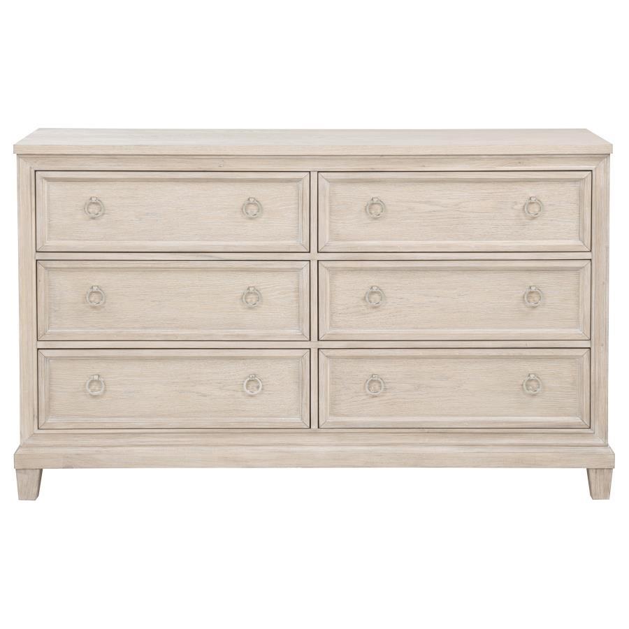 Pembroke - 6 - Drawer Bedroom Dresser Cabinet - Washed Oak Dressers modern furniture Contempo Furniture