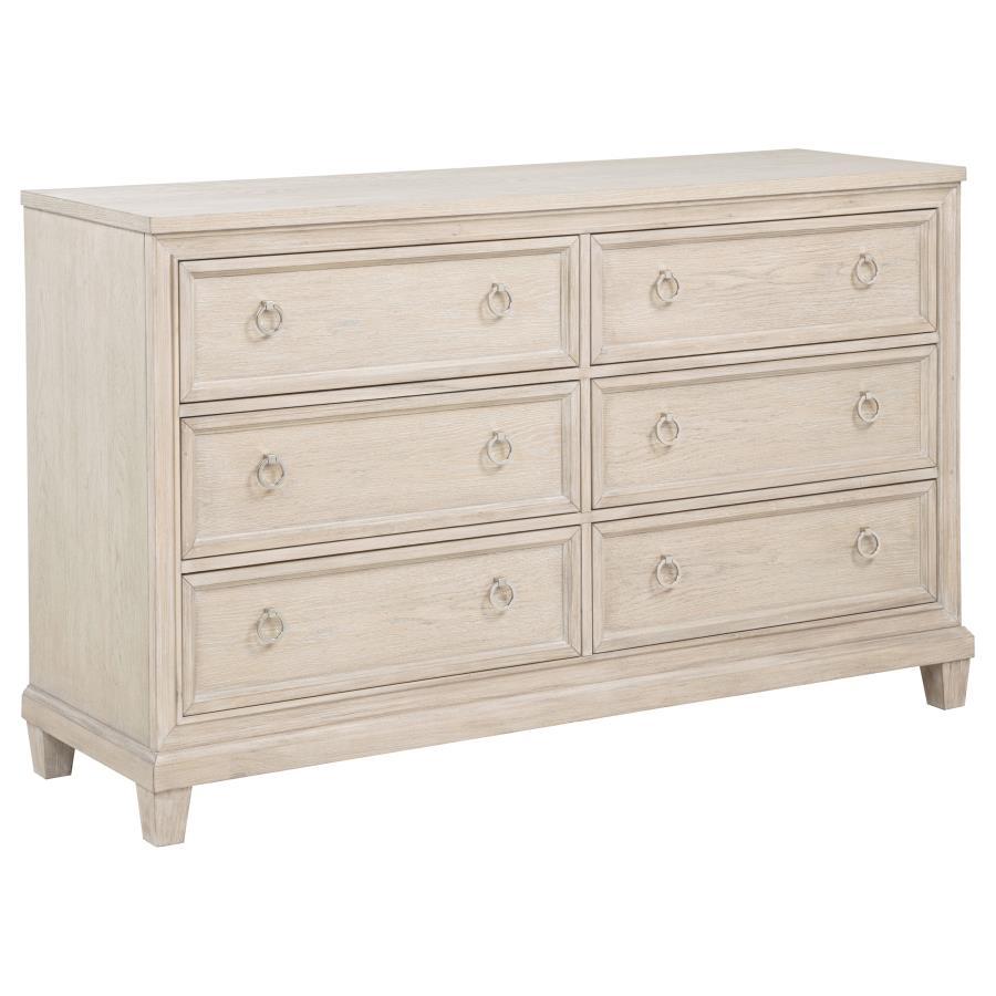 Pembroke - 6 - Drawer Bedroom Dresser Cabinet - Washed Oak Dressers modern furniture Contempo Furniture